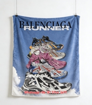 Balenciaga Runner Sneaker Print Flannel Fleece Throw Blanket Sofa Cover BA336